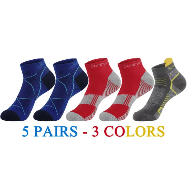 5 Pairs Lot Cotton Casual Running Outdoor Sports Ankle Socks for Men