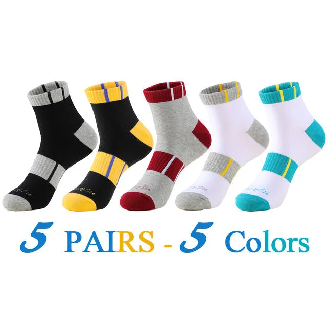 5 Pairs Lot Cotton Casual Running Outdoor Sports Ankle Socks for Men