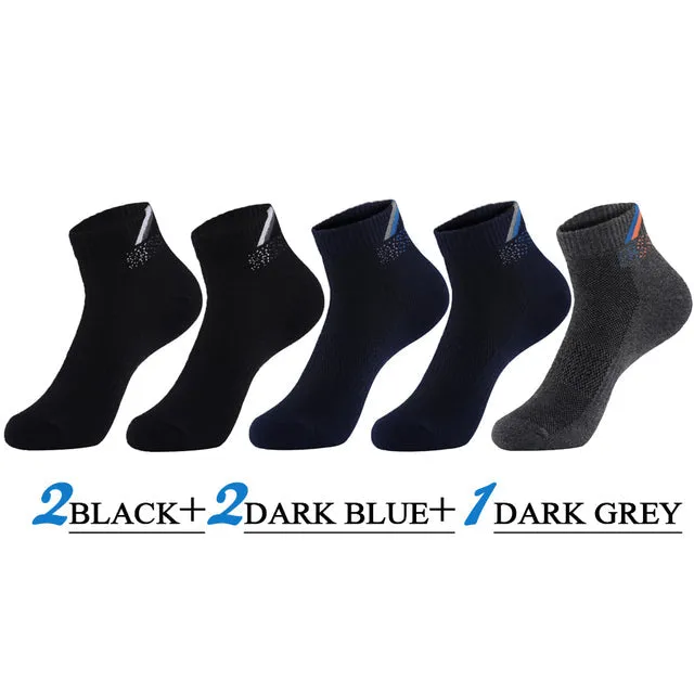 5 Pairs Lot Cotton Casual Running Outdoor Sports Ankle Socks for Men