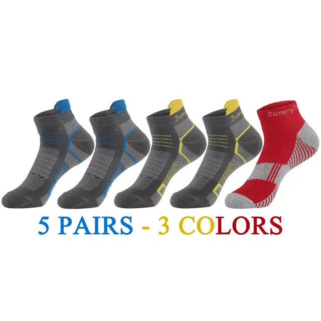 5 Pairs Lot Cotton Casual Running Outdoor Sports Ankle Socks for Men