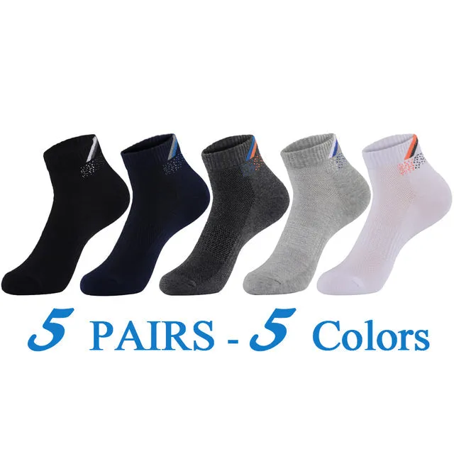 5 Pairs Lot Cotton Casual Running Outdoor Sports Ankle Socks for Men