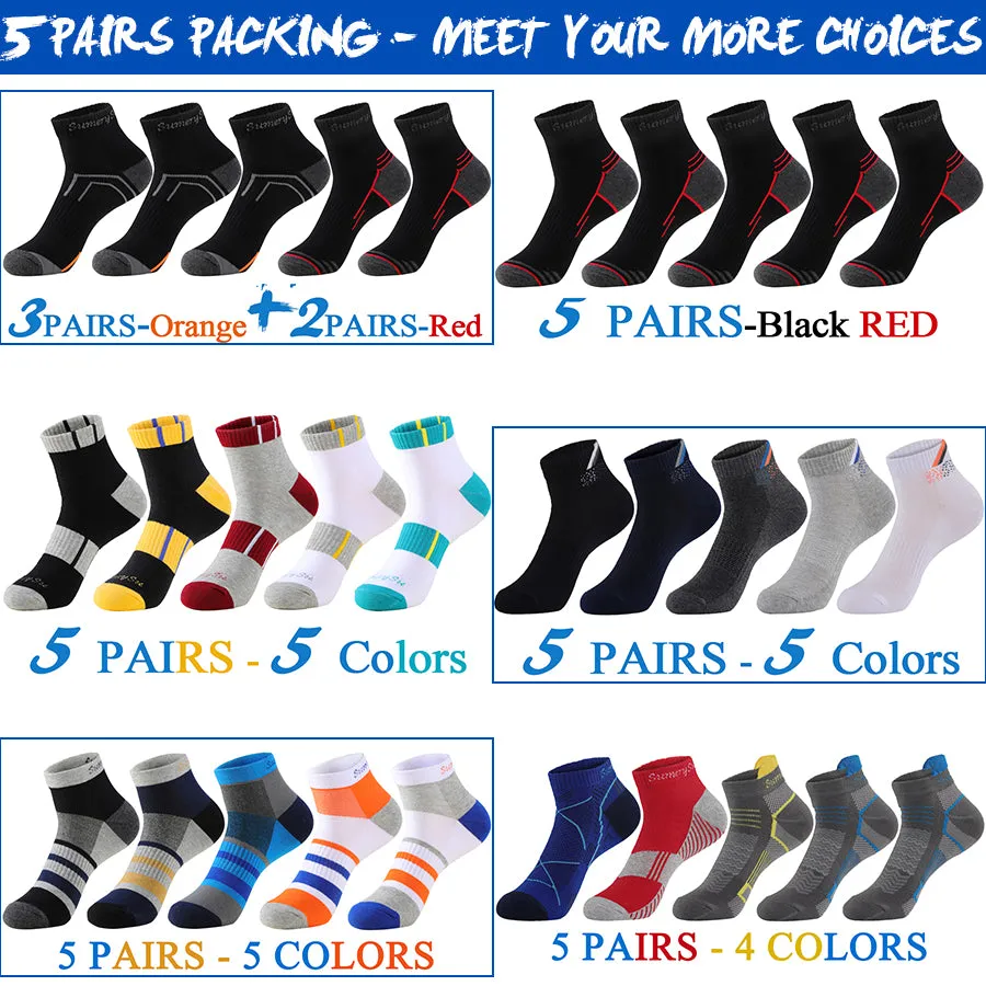 5 Pairs Lot Cotton Casual Running Outdoor Sports Ankle Socks for Men