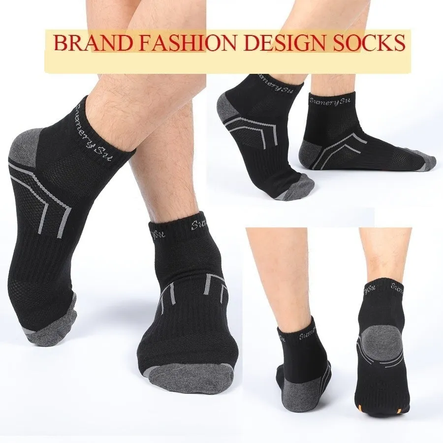 5 Pairs Lot Cotton Casual Running Outdoor Sports Ankle Socks for Men