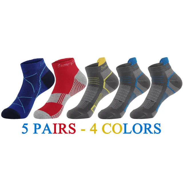 5 Pairs Lot Cotton Casual Running Outdoor Sports Ankle Socks for Men