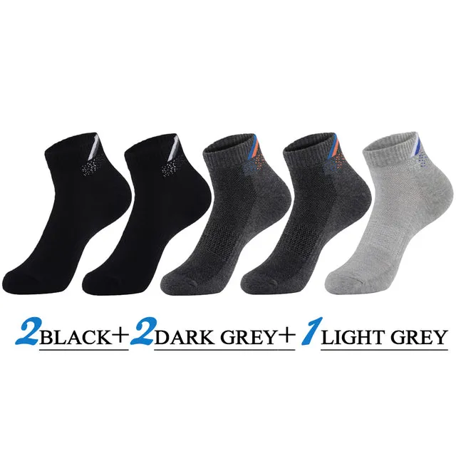 5 Pairs Lot Cotton Casual Running Outdoor Sports Ankle Socks for Men