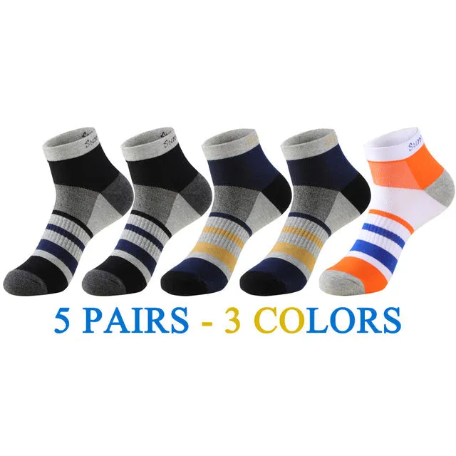 5 Pairs Lot Cotton Casual Running Outdoor Sports Ankle Socks for Men