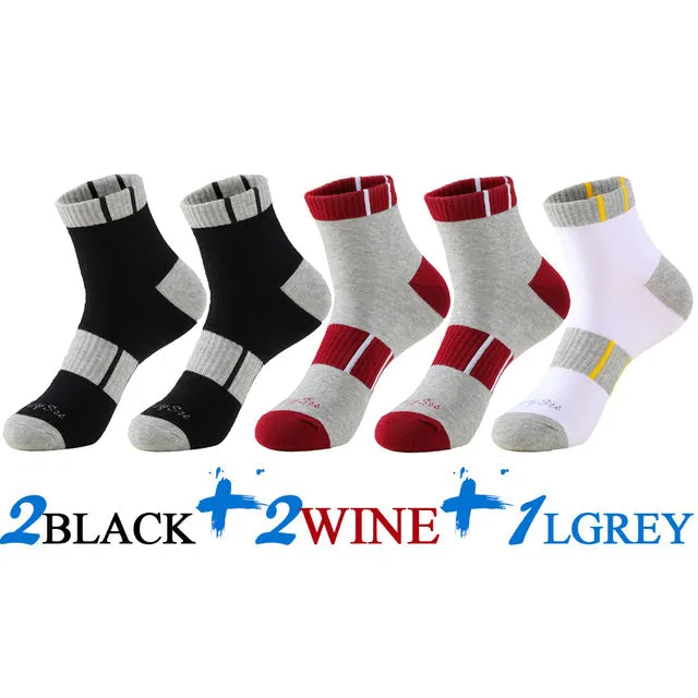 5 Pairs Lot Cotton Casual Running Outdoor Sports Ankle Socks for Men