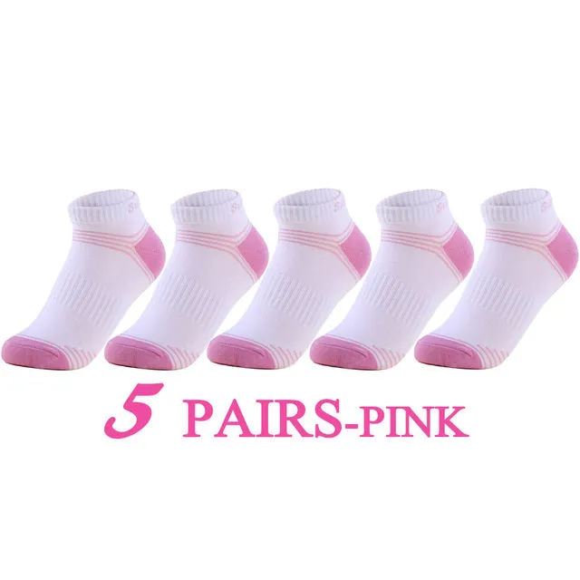 5 Pairs Lot Running Outdoor Travel Cotton Stripe Ankle Socks for Women