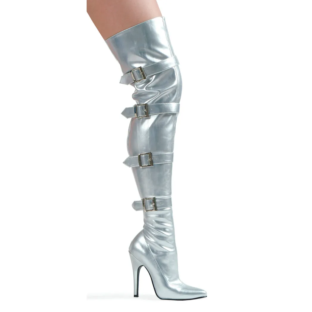 511-BUCKLEUP 5" Heel Stretch Thigh Boot W/Buckles & Innerzipper.