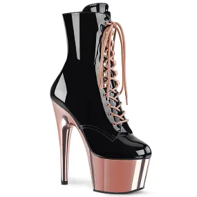 Adore-1020 Black Patent/Rose Gold Chrome, 7" Heels