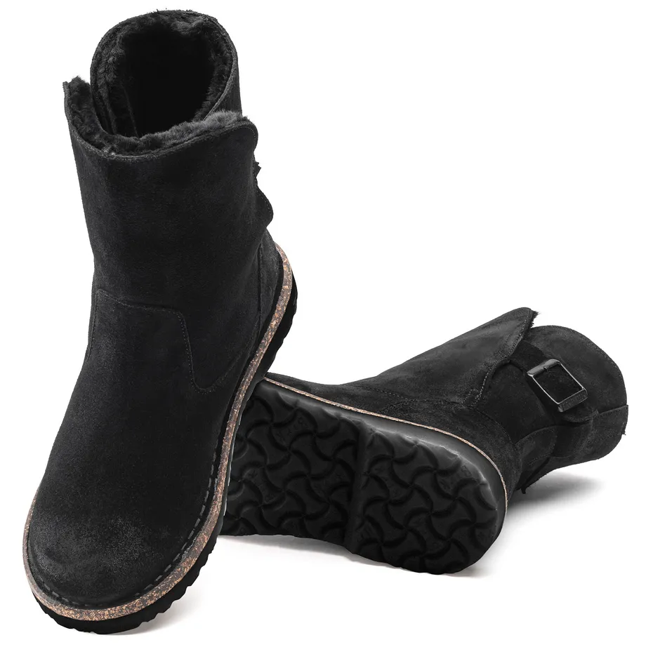 Birkenstock Uppsala Shearling Suede Leather Black 1020644