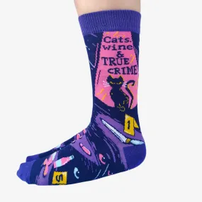 Cats, Wine and Crime Womens Socks