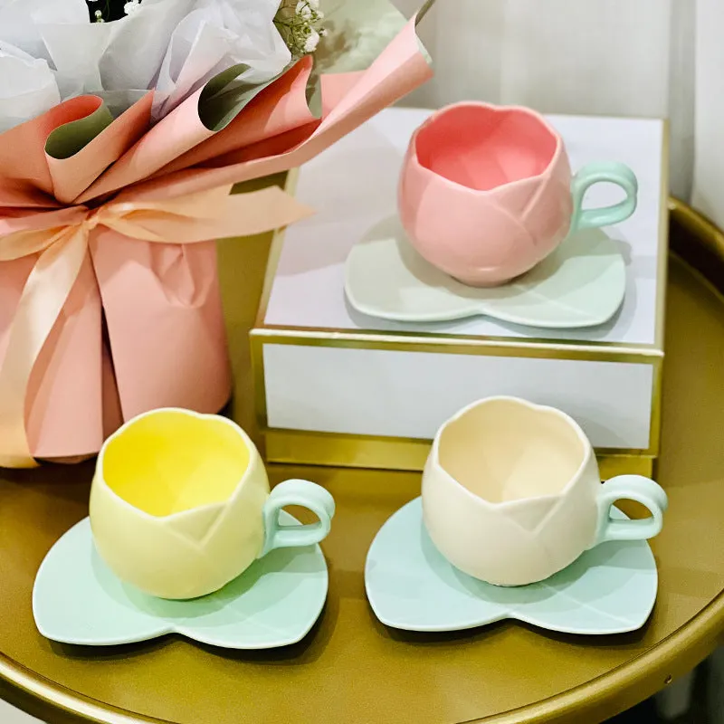Creative ceramic coffee cup saucer