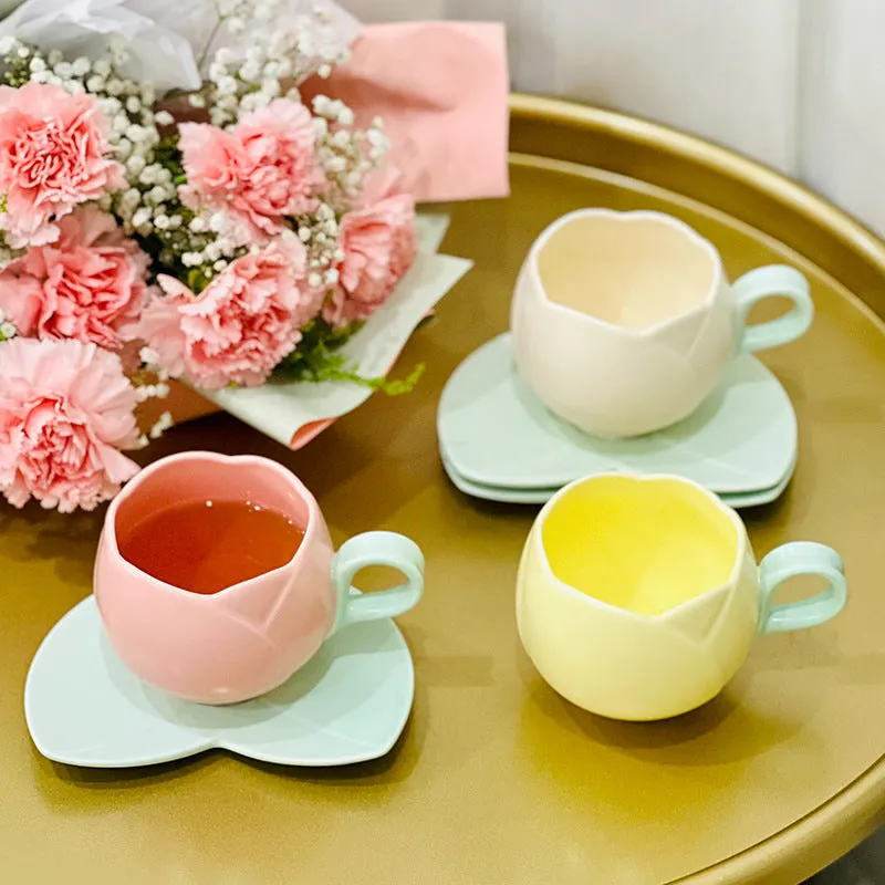 Creative ceramic coffee cup saucer