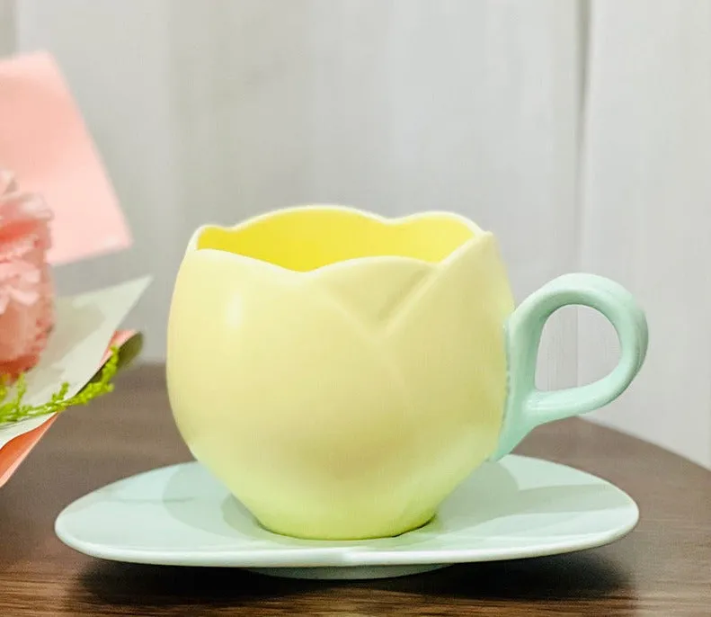 Creative ceramic coffee cup saucer