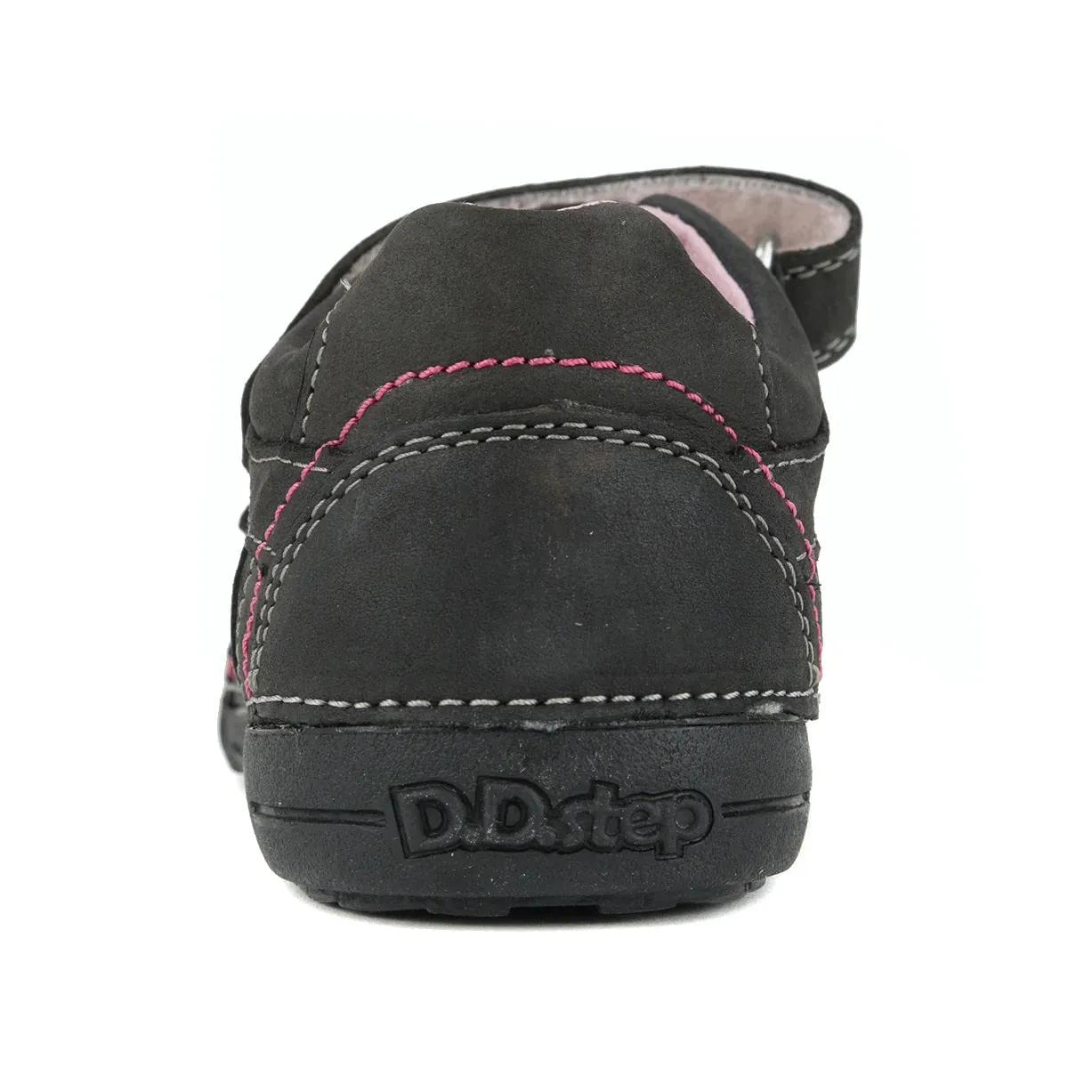 D.D. Step Big Kid Girl Double Strap Shoes Black With Star - Supportive Leather From Europe Kids Orthopedic