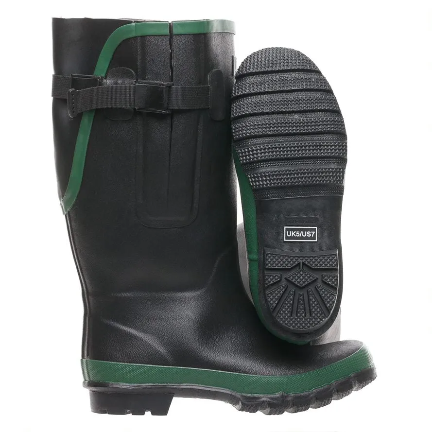 Extra Wide Calf Black Wellies with Rear Gusset - Wide Foot & Ankle - Fit 40-50cm Calf