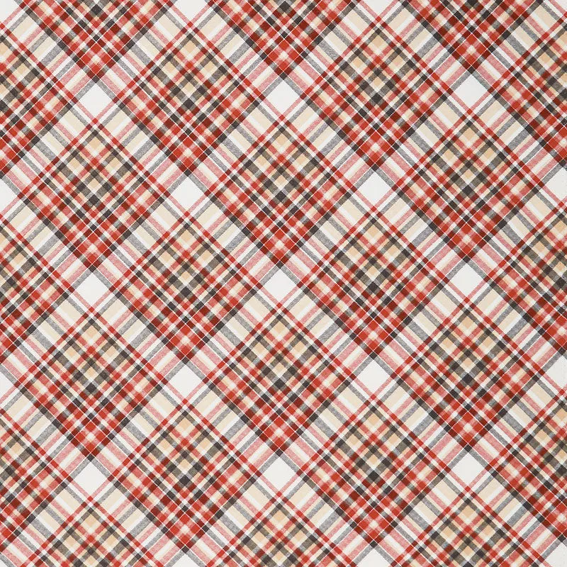 Flannel Gnomies - Diagonal Plaid Red Black Cream Yardage