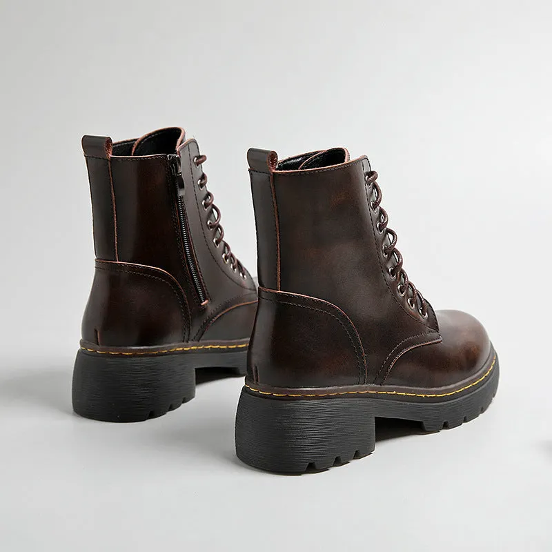 Ladies Vintage Fashion Lace-Up Thick Soled Martin Boots
