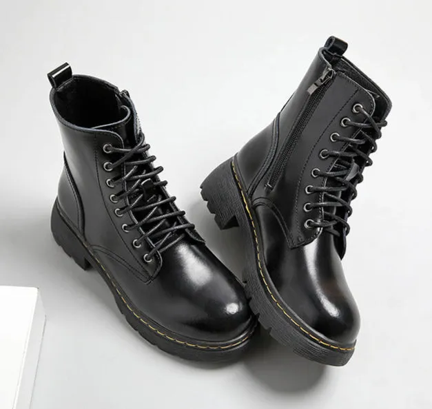 Ladies Vintage Fashion Lace-Up Thick Soled Martin Boots