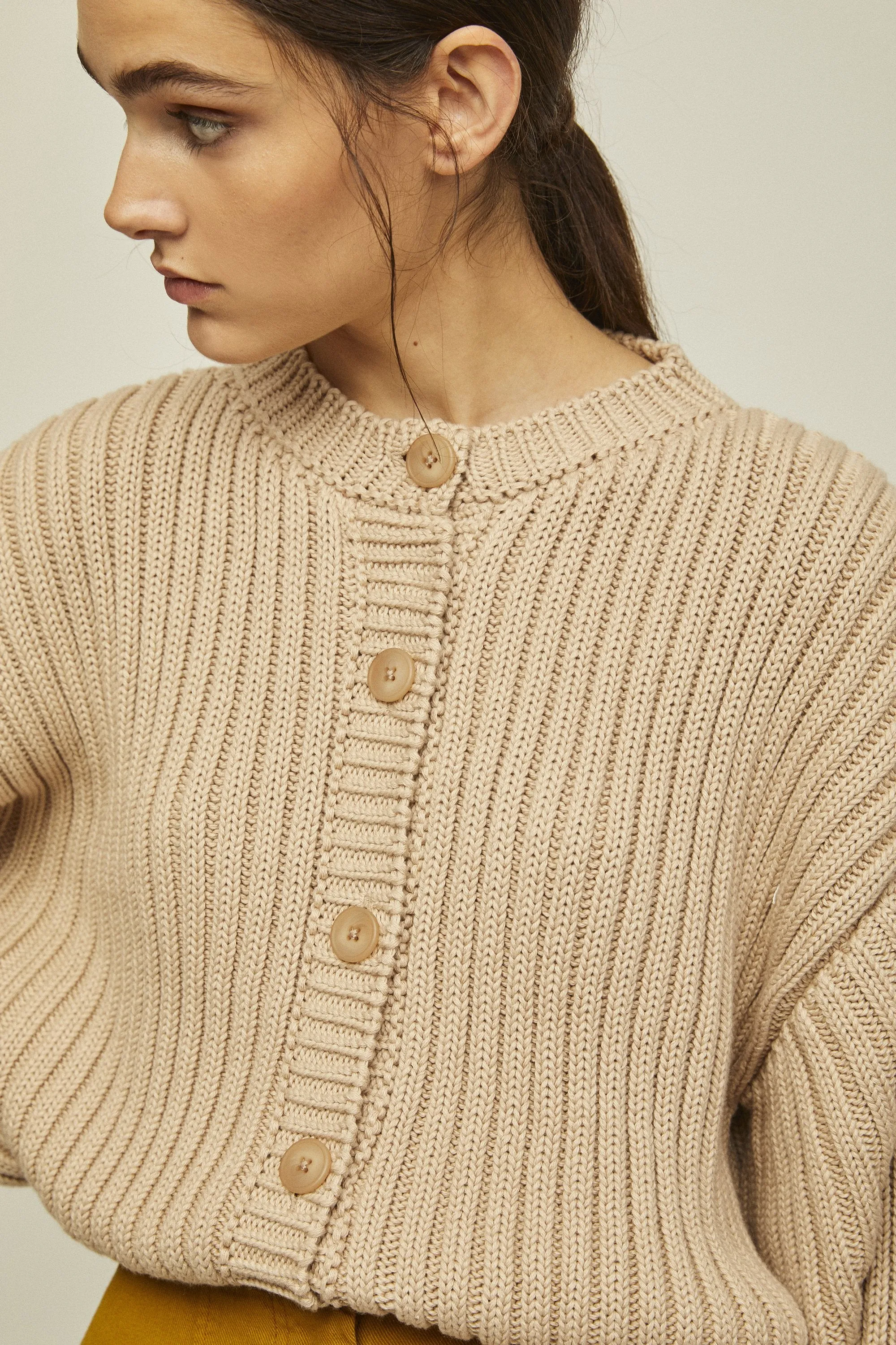 litta knitted cardigan nude