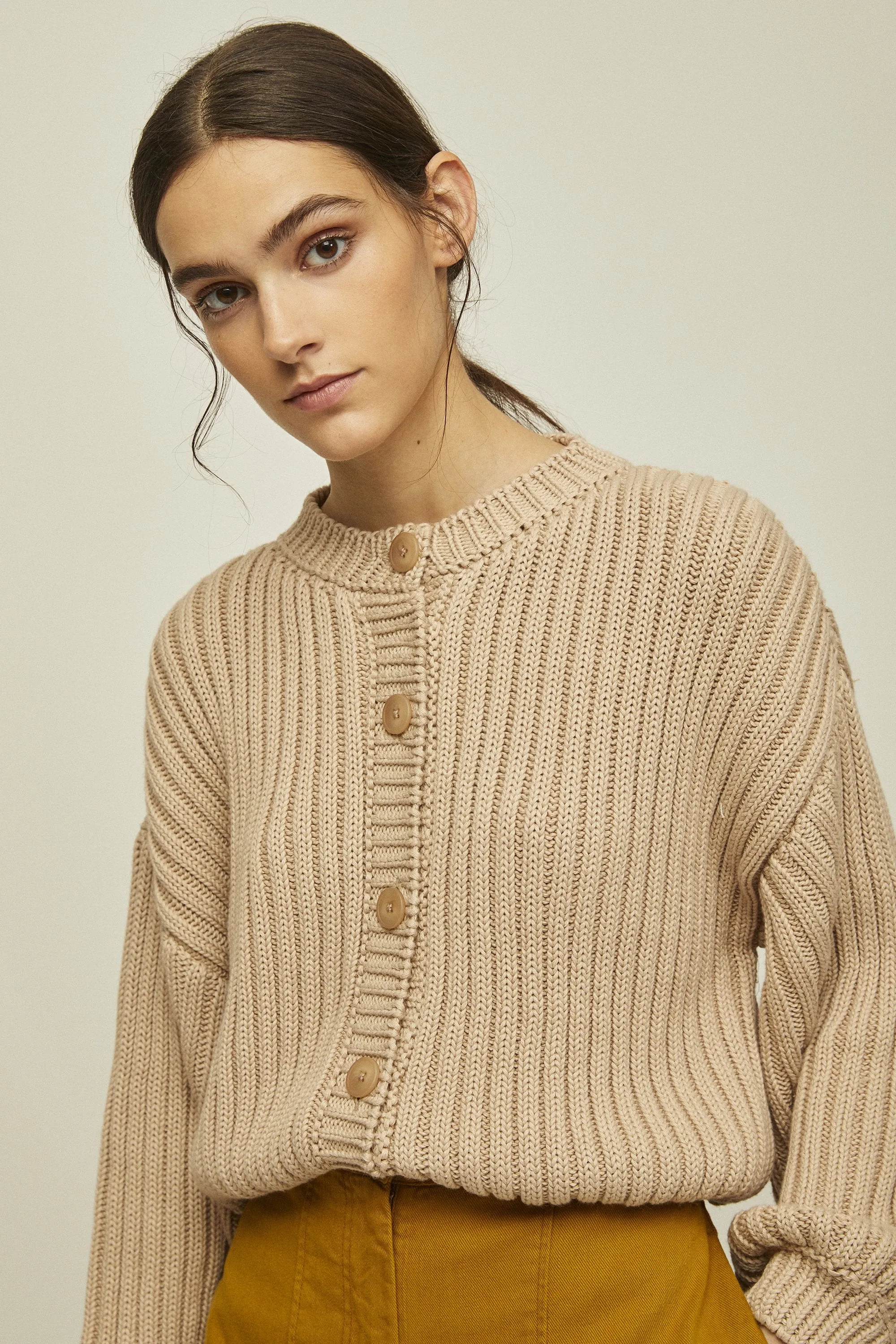 litta knitted cardigan nude