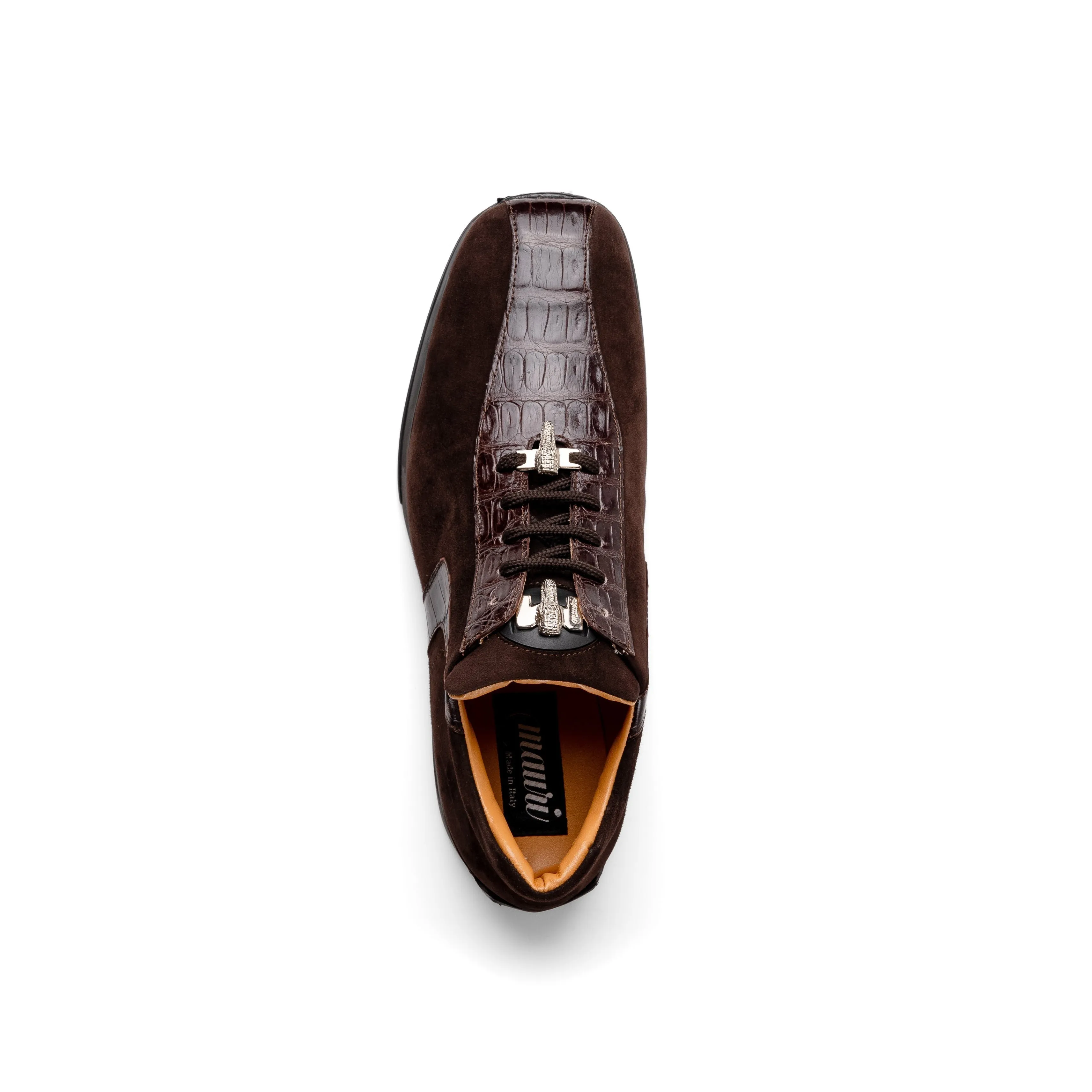 Mauri Wisdom 9145-1 Men's Shoes Sport Rust Exotic Crocodile / Suede Leather Casual Sneakers (MA5552)