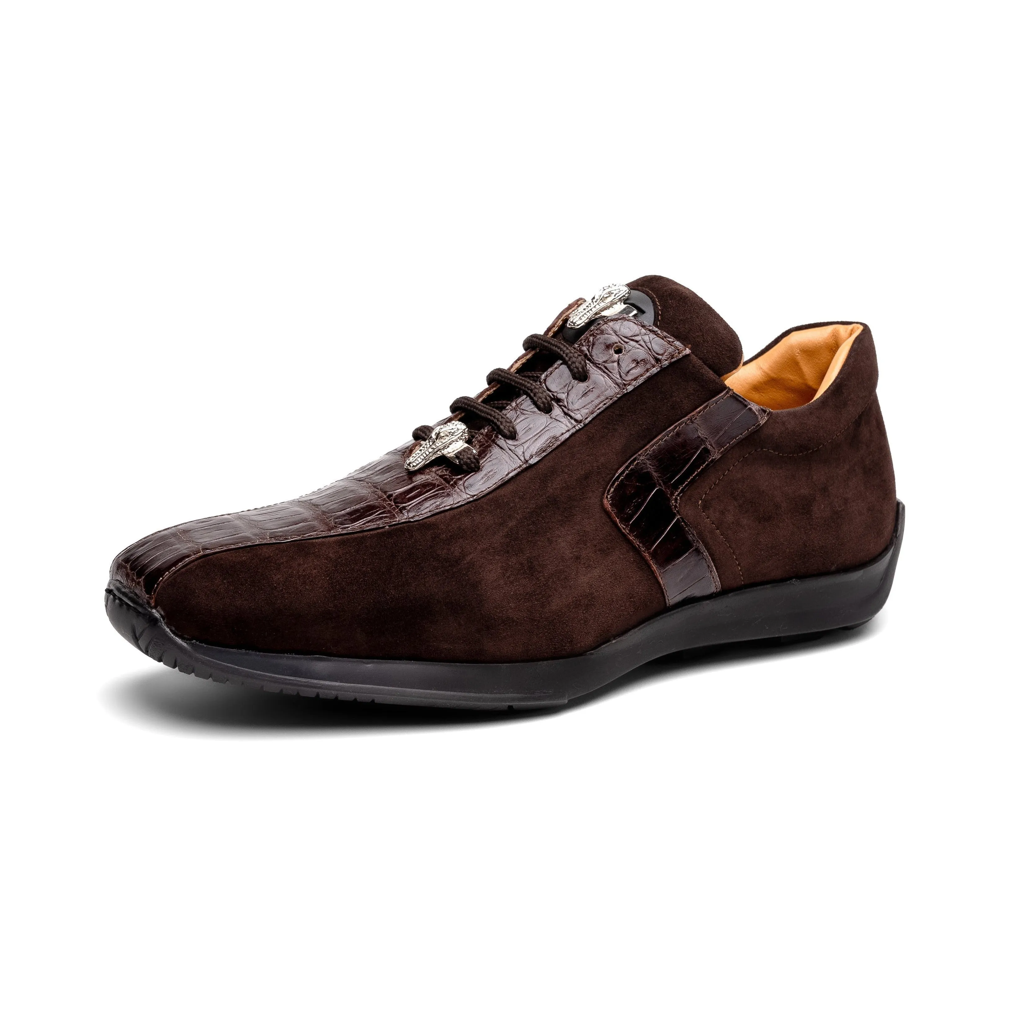 Mauri Wisdom 9145-1 Men's Shoes Sport Rust Exotic Crocodile / Suede Leather Casual Sneakers (MA5552)