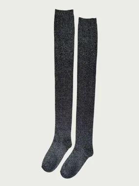 Metallic Glimmer Thigh High, Chrome