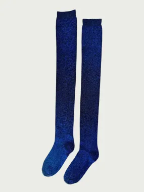 Metallic Glimmer Thigh High, Electric Blue