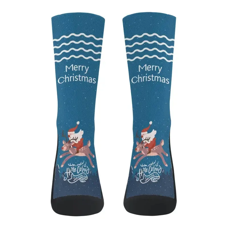 Reindeer Rave Custom Christmas Crew Socks for the Holiday Spirit