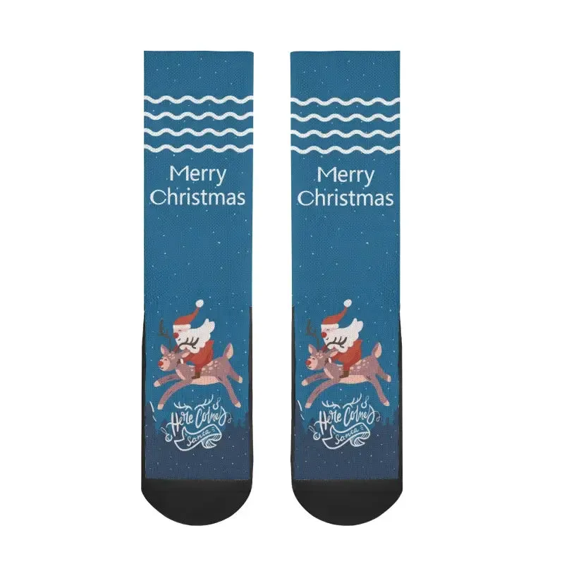 Reindeer Rave Custom Christmas Crew Socks for the Holiday Spirit