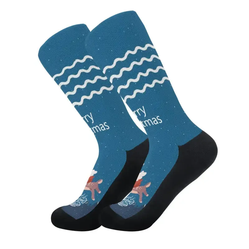 Reindeer Rave Custom Christmas Crew Socks for the Holiday Spirit