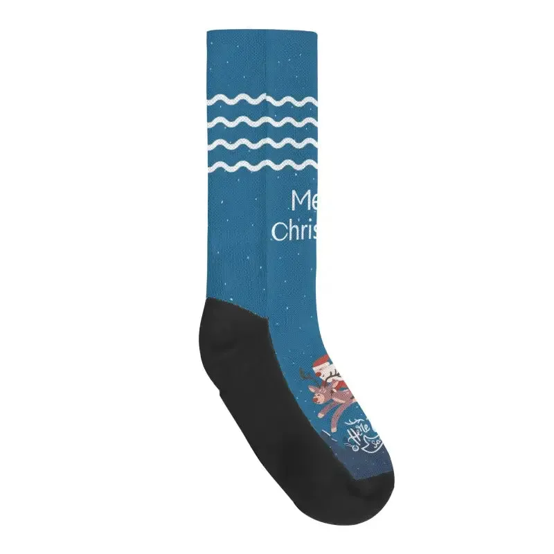 Reindeer Rave Custom Christmas Crew Socks for the Holiday Spirit