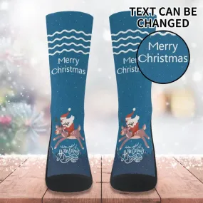 Reindeer Rave Custom Christmas Crew Socks for the Holiday Spirit