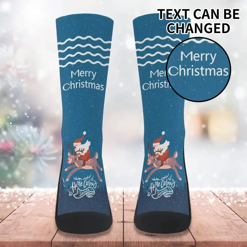 Reindeer Rave Custom Christmas Crew Socks for the Holiday Spirit
