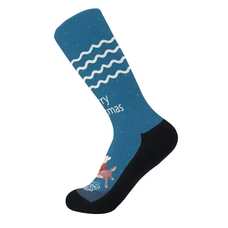 Reindeer Rave Custom Christmas Crew Socks for the Holiday Spirit