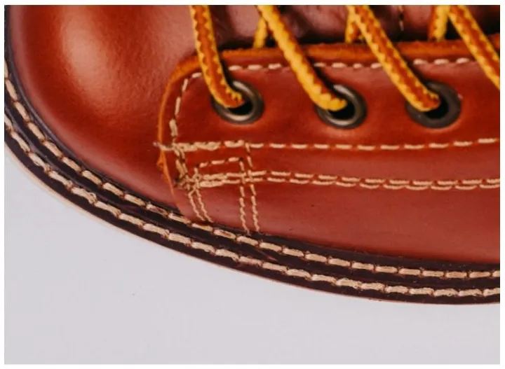 Retro Short Face Men's And Women's Full-size Wear-resistant First Layer Cowhide Ankle Boots