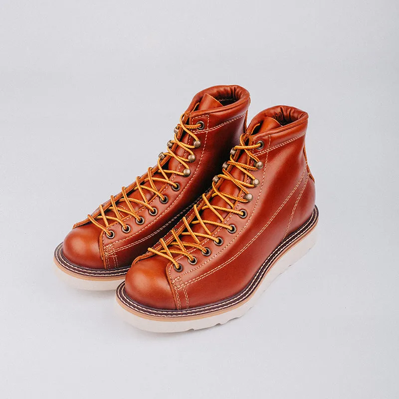 Retro Short Face Men's And Women's Full-size Wear-resistant First Layer Cowhide Ankle Boots