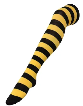 SF138 Gold & Black Wide Stripe Thigh High Socks