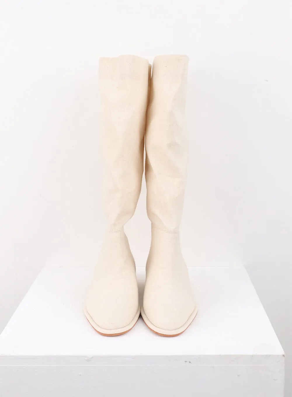Shirred Faux Leather Boots CS314