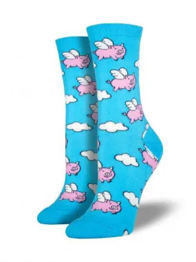 Sky Blue When Pigs Fly Socks (Women's)
