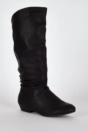 Slouchy Round Toe Calf Boots