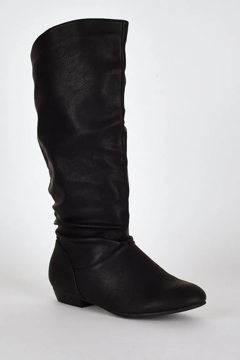 Slouchy Round Toe Calf Boots