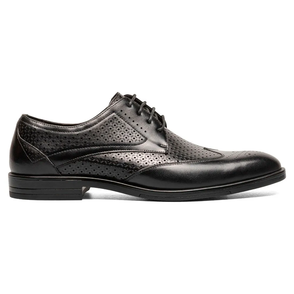 Stacy Adams Asher Black Wingtip Genuine Leather Lace Up Shoes