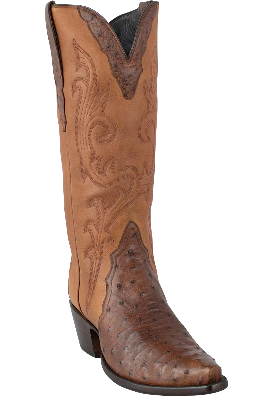 Stallion Full Quill Ostrich Gallegos Cowgirl Boots - Antique Saddle