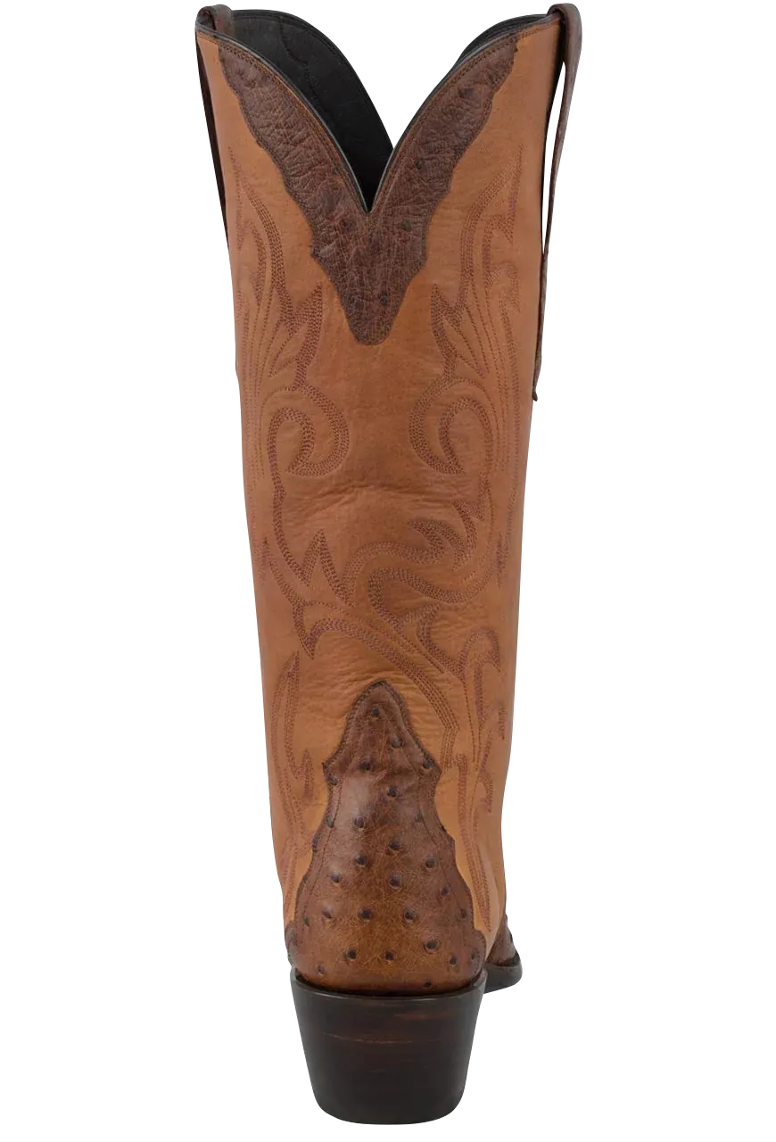 Stallion Full Quill Ostrich Gallegos Cowgirl Boots - Antique Saddle