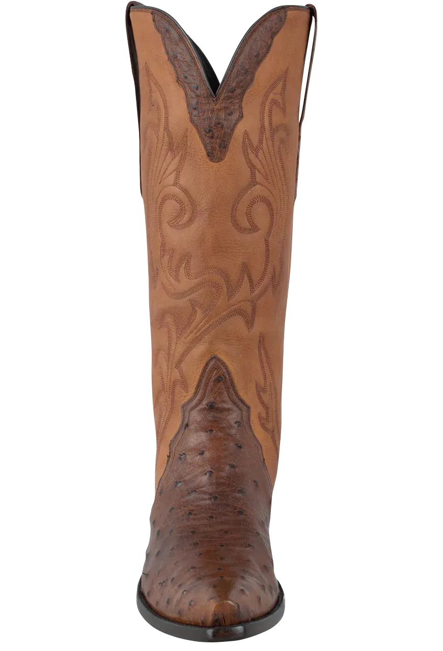 Stallion Full Quill Ostrich Gallegos Cowgirl Boots - Antique Saddle