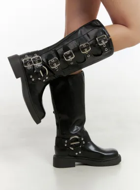Stud Buckle Long Boots OU404