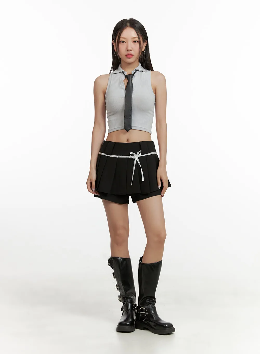 Stud Buckle Long Boots OU404